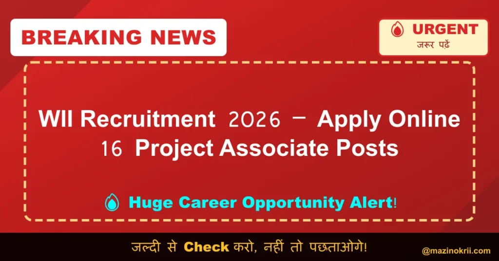 WII Recruitment 2026 – Apply Online 16 Project Associate Posts